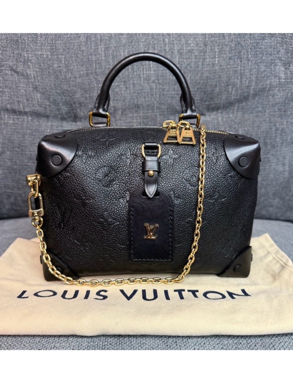 Louis Vuitton petite Malle souple TOP HANDLE bag monogram empreinte leather